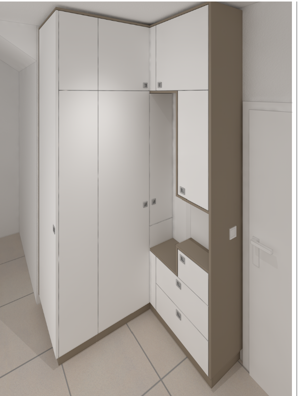 Garderobe über Eck Visualisierung Garderobe über Eck Visualisierung