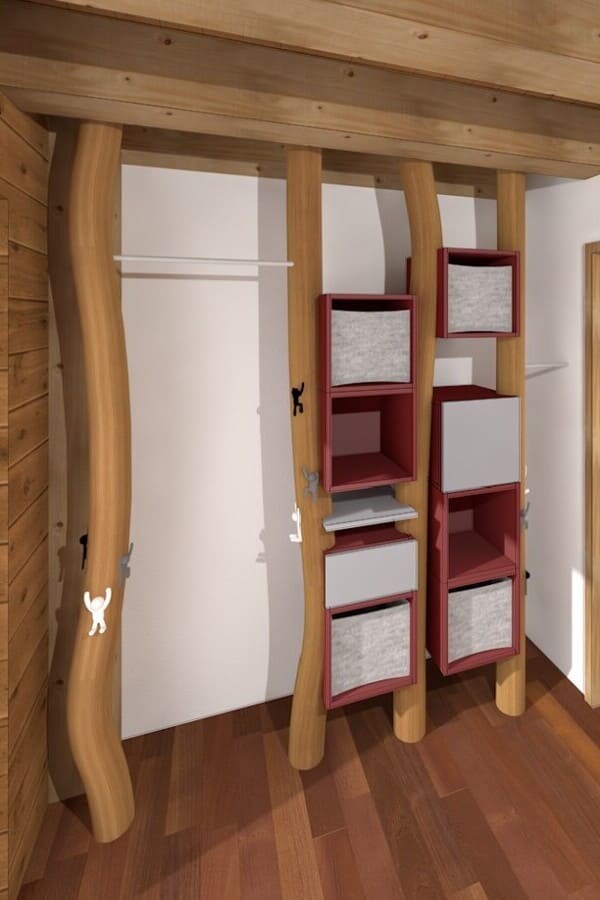Garderobe im Holzhaus – Visualisierung Garderobe im Holzhaus - Visualisierung